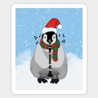 Holiday Clarinet Penguin Sticker